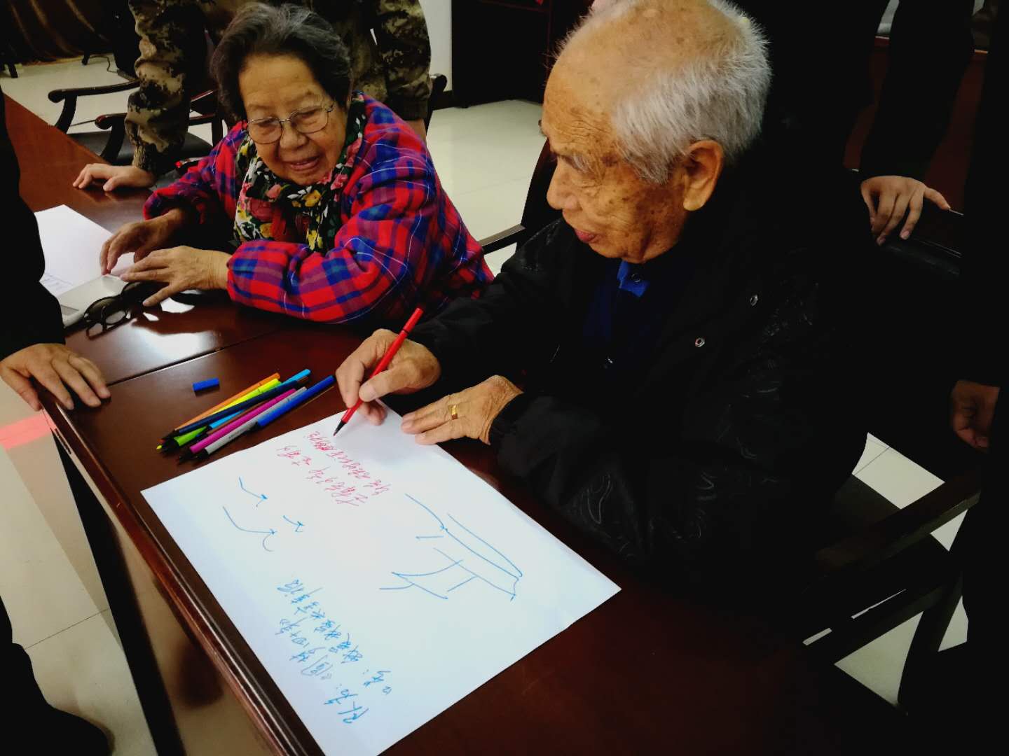 第四组陈志山老首长在画上写字。鲁世联摄.jpg